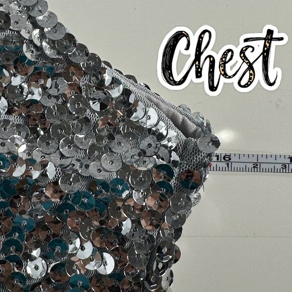 Pretty Guide Silver Sequin Bodycon Mini Dress Sz M Sleeveless Sparkly Party NWT - Picture 8 of 9